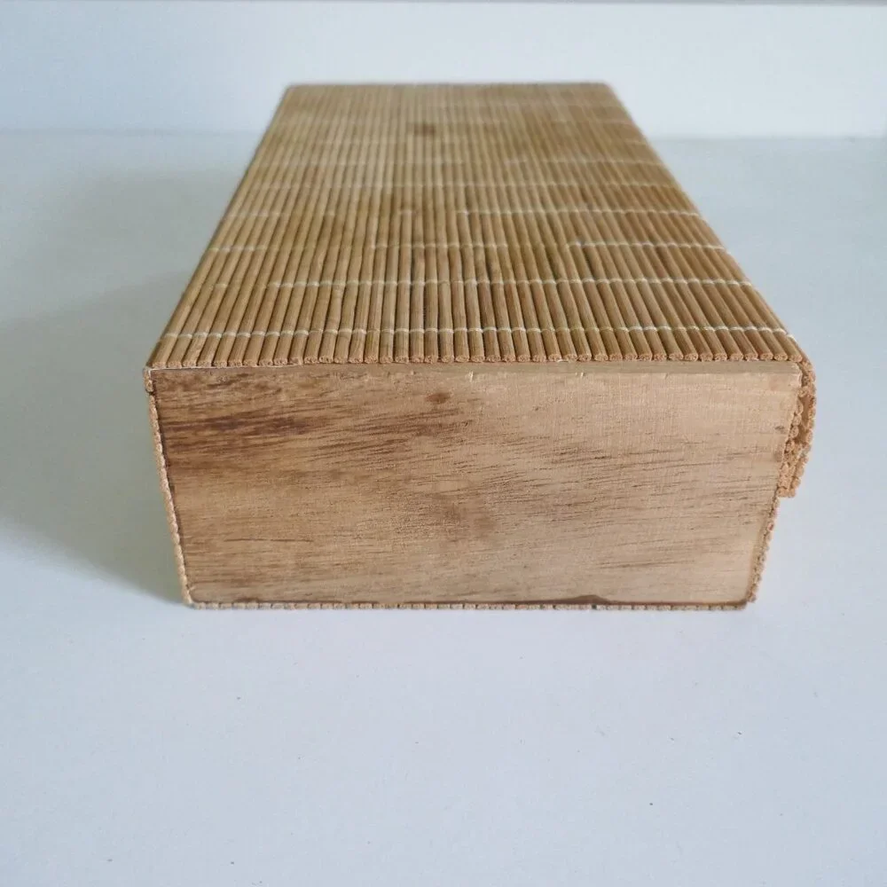 bamboo stationery box desk organizer trinket box soft flexible lid
